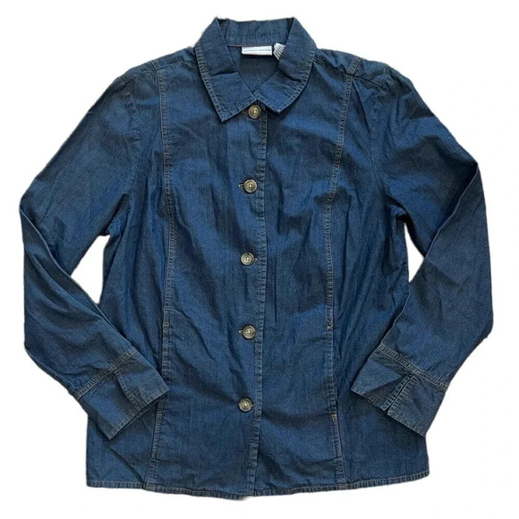 Jaclyn Smith Blue Button Down Shirt - Picture 1 of 3